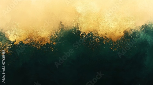 Abstract Art with Gold and Dark Green Texture Background