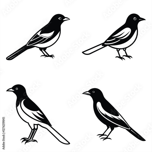 Minimalist Oriole Silhouette Vector Icon Set for Clean Designs.