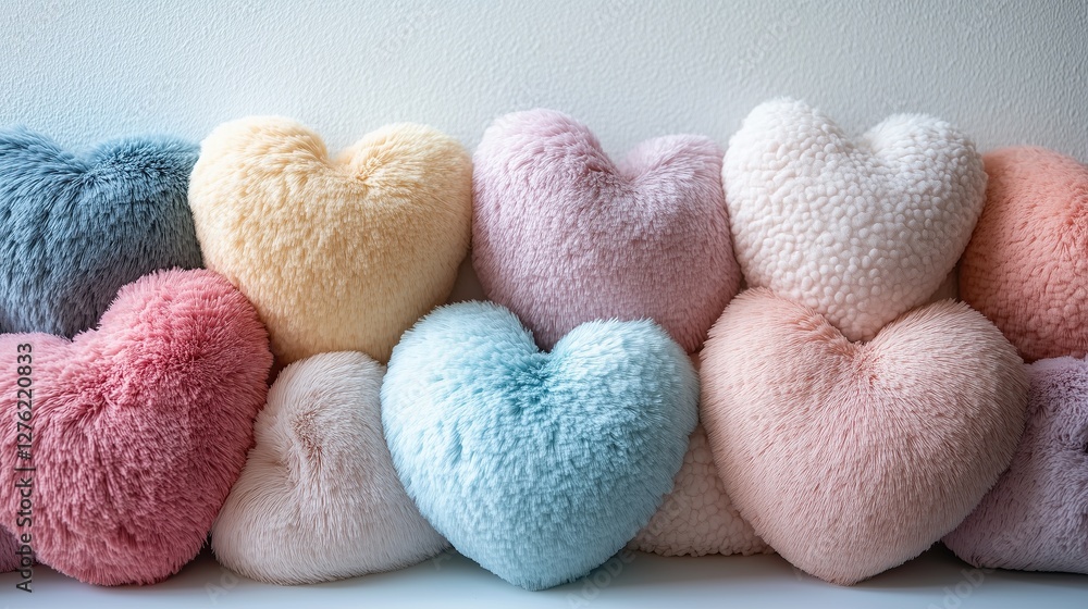 Soft Fluffy Heart Pillows in Pastel Colors Soft Fluffy Heart Pillows in Pastel Colors