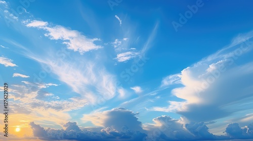 sunhorizon blue sky with cloud photo