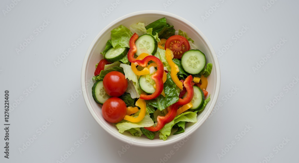 Fresh Salad Bowl with Lettuce, Tomato, Cucumber and Bell Pepper Fresh Salad Bowl with Lettuce, Tomato, Cucumber and Bell Pepper
