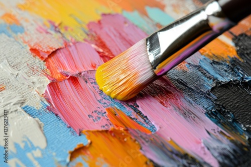 Wallpaper Mural Close-up of colorful paint brushstrokes on canvas. Artificial Intelligence Torontodigital.ca