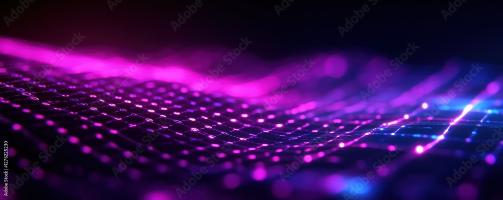 Purple blue data wave flowing dark background, digital tech Purple blue data wave flowing dark background, digital tech