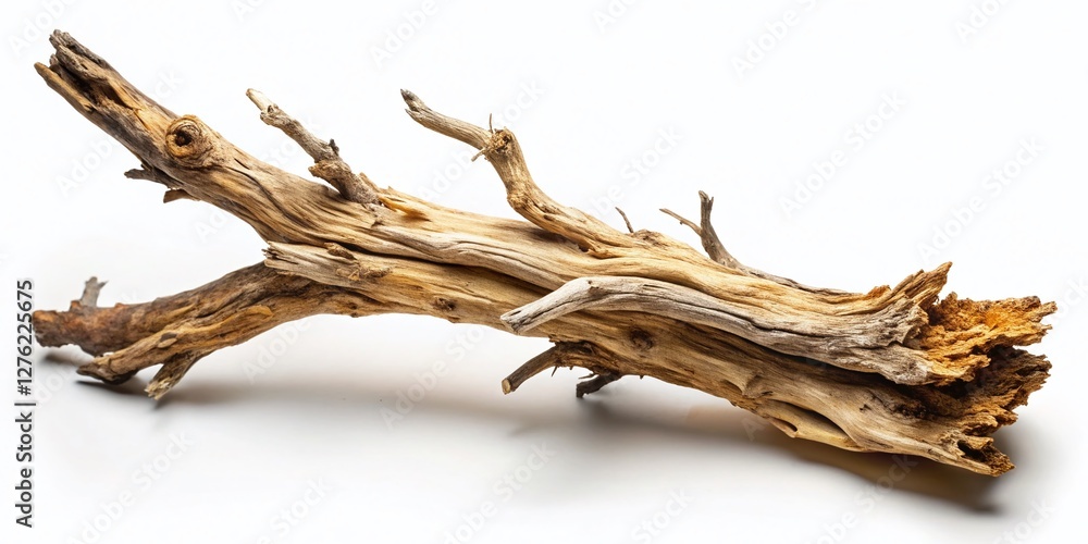 Fototapeta premium Isolated Dry Dead Tree Branch on White Background - High-Resolution Stock Photo