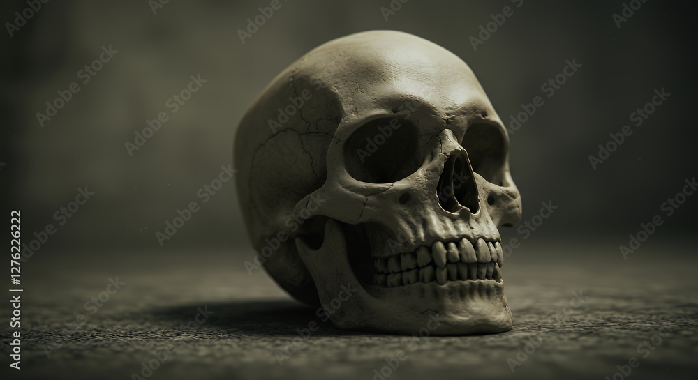 Isolated Human Skull Close-up on Grey Background for Medical Illustrations Isolated Human Skull Close-up on Grey Background for Medical Illustrations