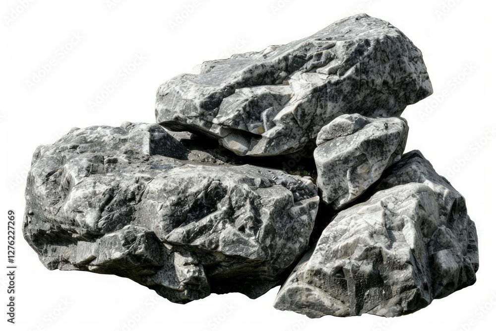Large gray rock isolated on white background. Artificial intelligence image Large gray rock isolated on white background. Artificial intelligence image