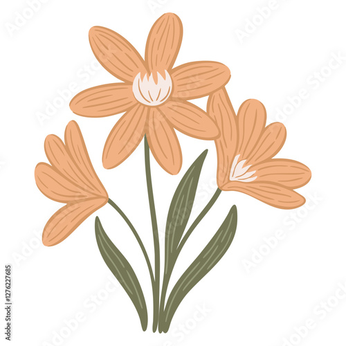 Pastel bouquet illustration. Abstract flowers. Vector.