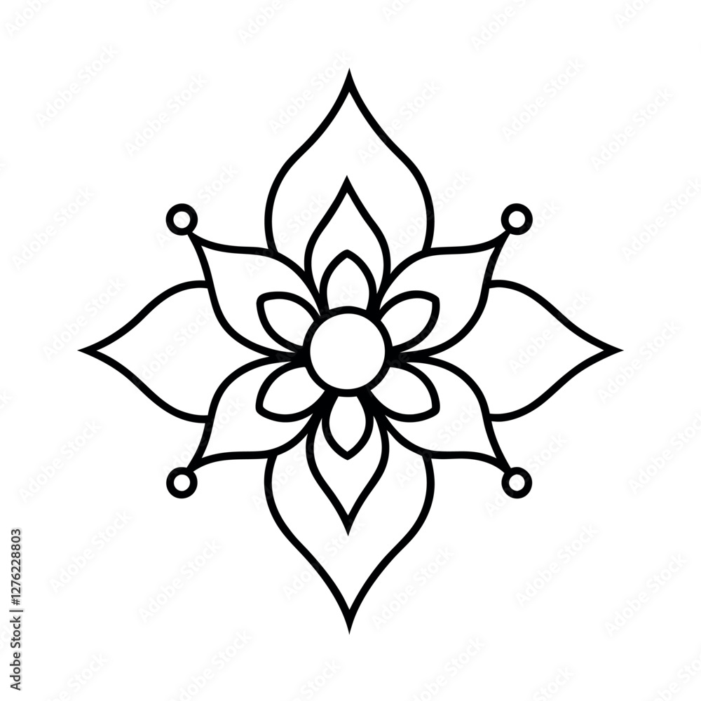 Decorative Mahendi Design Line Art Outline Vector for Branding Decorative Mahendi Design Line Art Outline Vector for Branding