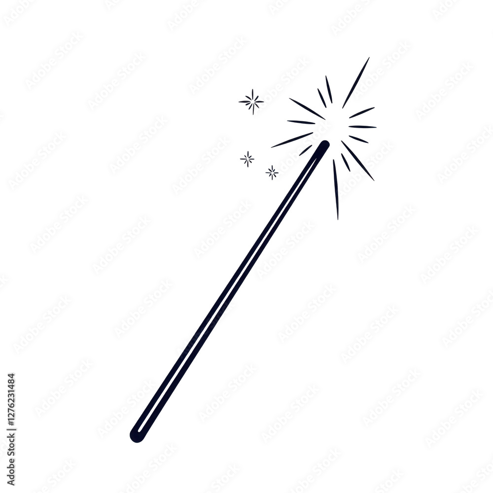 A magical wand with sparkling stars, symbolizing creativity and imagination., transparent background. A magical wand with sparkling stars, symbolizing creativity and imagination., transparent background.