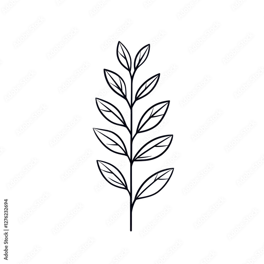 Naklejka premium Elegant leaf design showcasing natural beauty and intricate details., transparent background.