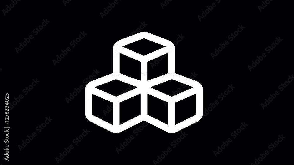 Icon cubes is distorted. Glitch. Noise, chromatic aberration, geometric distortion. Transparent background, looped. In-Out looped. Alpha BW at the end Icon cubes is distorted. Glitch. Noise, chromatic aberration, geometric distortion. Transparent background, looped. In-Out looped. Alpha BW at the end