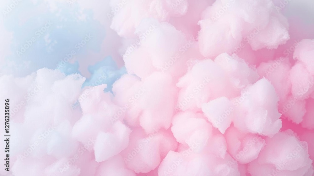 Fototapeta premium Colorful pastel fluffy cotton candy background, sweet candyfloss, abstract dessert texture, isolated on white, copy space, texture, copy space, candyfloss