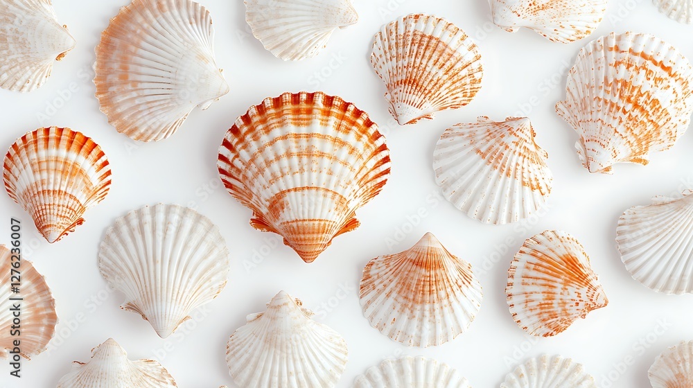 Seashell pattern on white background Seashell pattern on white background