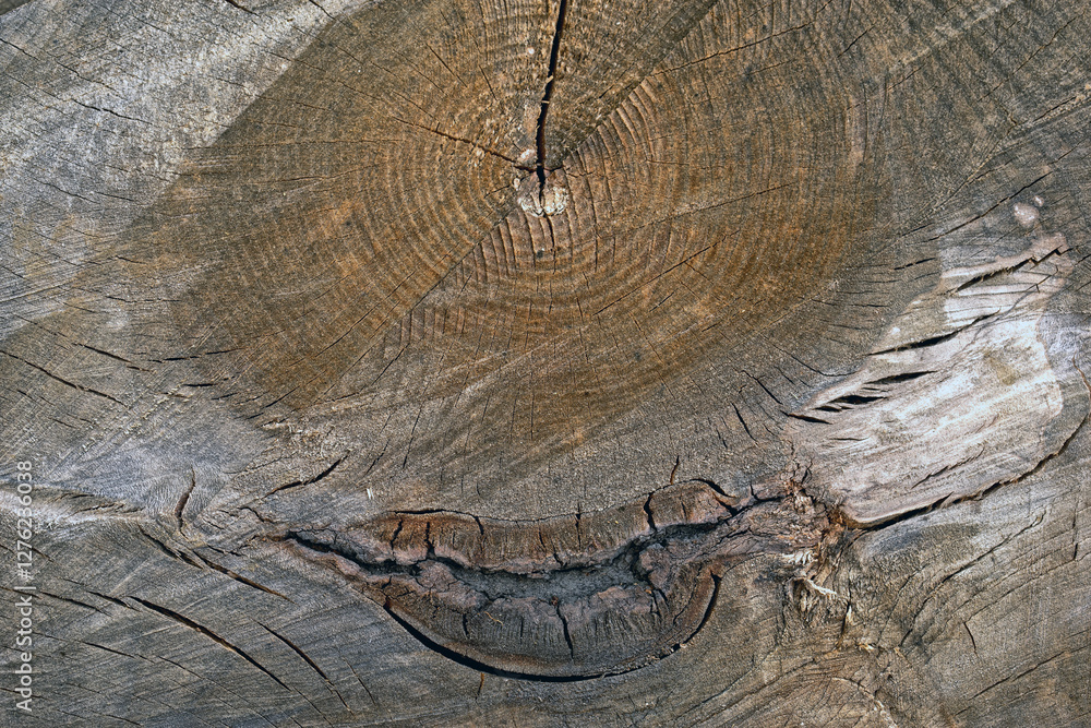 Cross section of log in forest