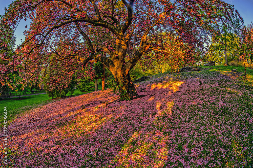 Central Park in spring, Cherry trees in Spring