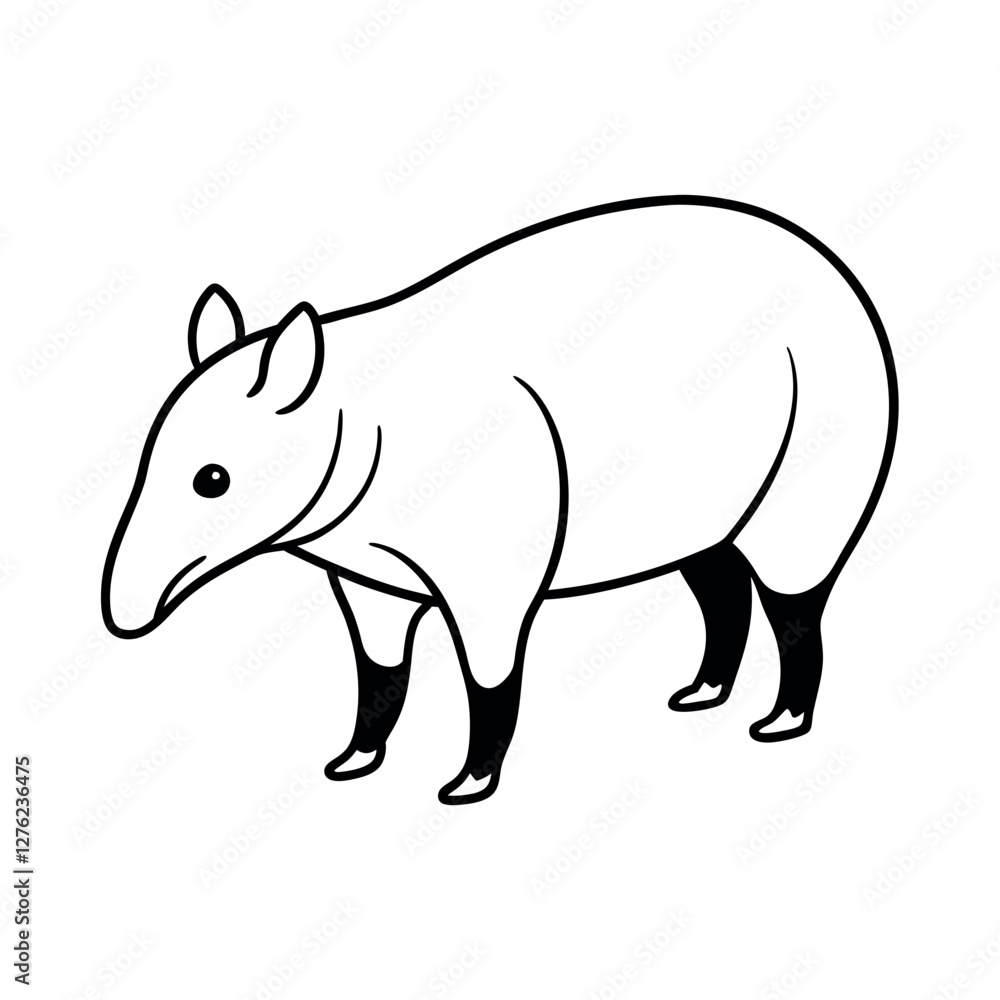 Fototapeta premium Trendy Tapir Line Art Outline Vector for Web and Print