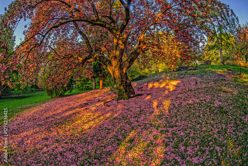 Central Park in spring, Cherry trees in Spring