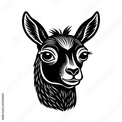 Premium Vicuna Head Silhouette Vectors for Logos and Icons