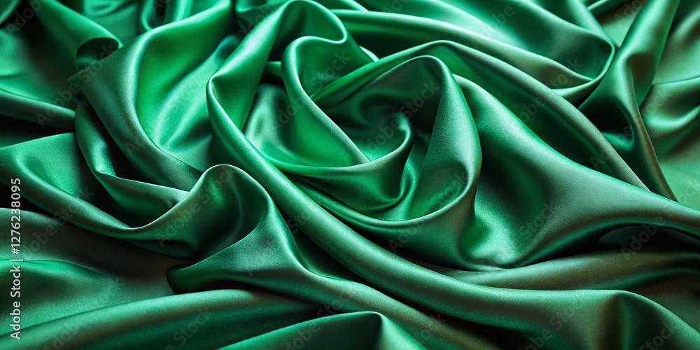 Obraz premium Luxurious Abstract Green Silk Fabric Background - High-Resolution Stock Photo