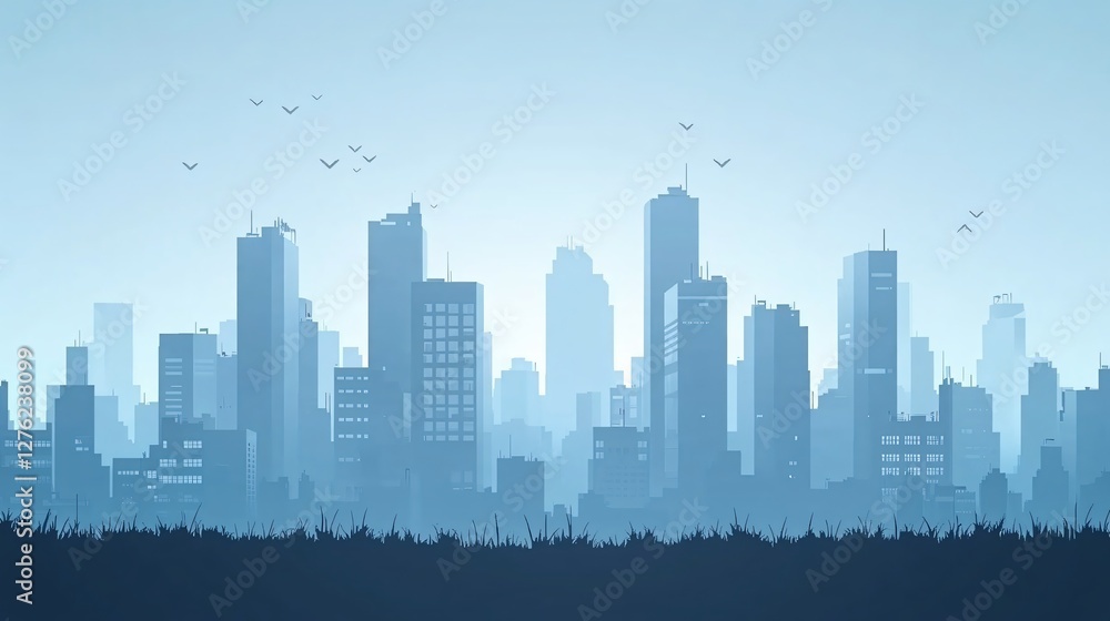Obraz premium Professional Urban Pixel Art Game Background with City Silhouette