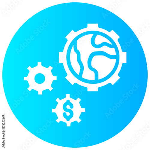 international economics vector round glyph icon