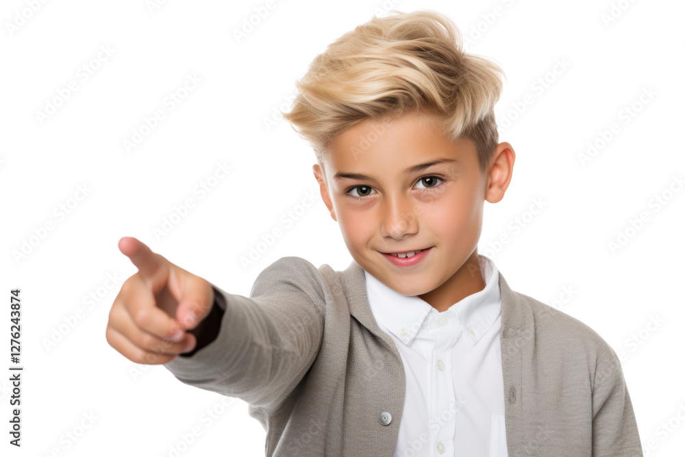 young boy with blonde hair pointing at something isolated on white or transparent png young boy with blonde hair pointing at something isolated on white or transparent png