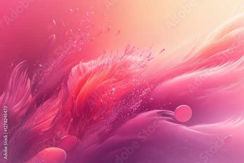 A pink and purple background with a lot of pink and red dots