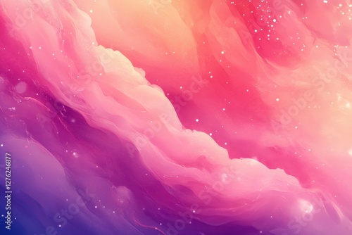 A colorful space background with pink and blue swirls and stars