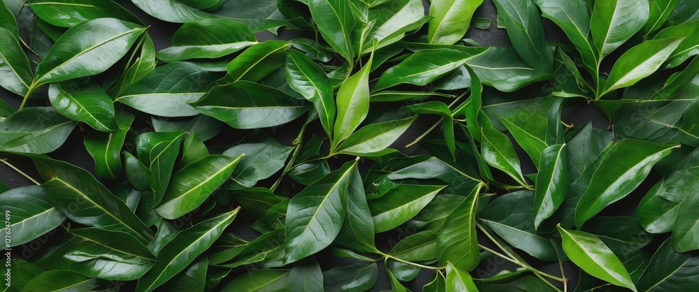 Lush Green Curry Leaves Arrangement with Blank Space for Custom Text or Branding Lush Green Curry Leaves Arrangement with Blank Space for Custom Text or Branding