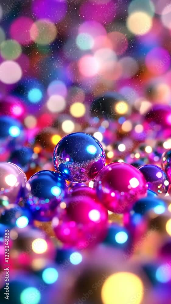 Colorful arrangement of shimmering beads in vibrant hues sparkling under soft light Colorful arrangement of shimmering beads in vibrant hues sparkling under soft light