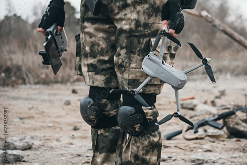 Canvas Print UAV operator with a remote control