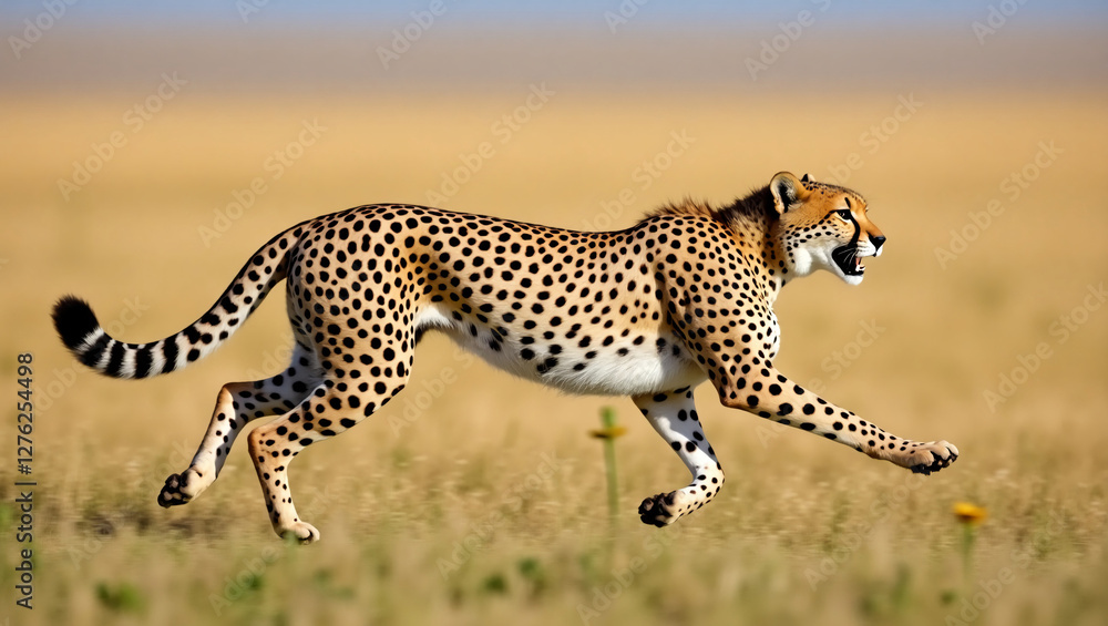 Graceful Cheetah Running Across the Savannah Graceful Cheetah Running Across the Savannah