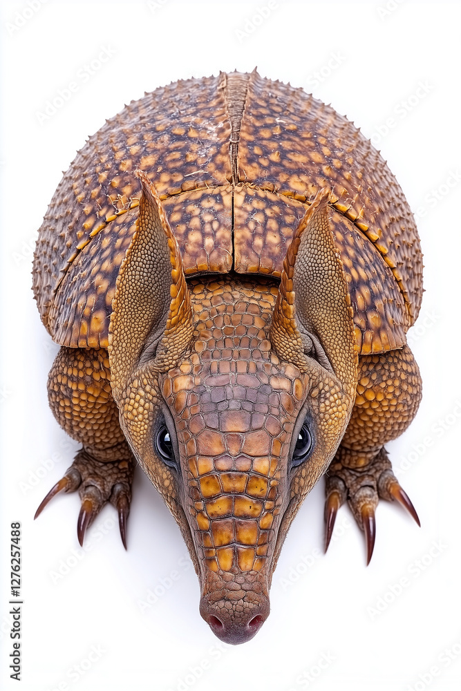 Top view of Armadillo, isolated on white, animal photo Top view of Armadillo, isolated on white, animal photo