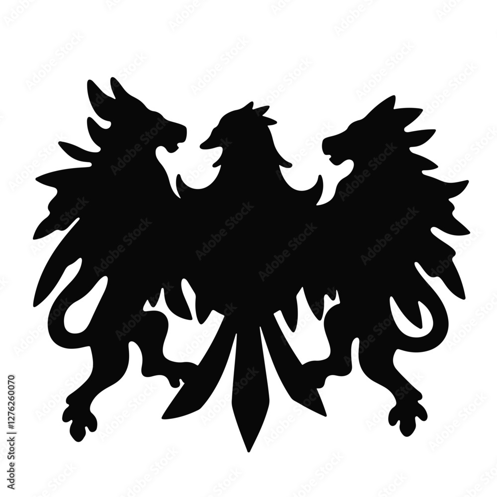 Medieval coat of arms silhouette on white background, historical design Medieval coat of arms silhouette on white background, historical design