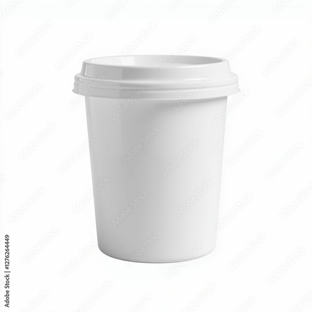 White Disposable Coffee Cup with Lid on Clean Background for Product Mockup and Presentation Use White Disposable Coffee Cup with Lid on Clean Background for Product Mockup and Presentation Use