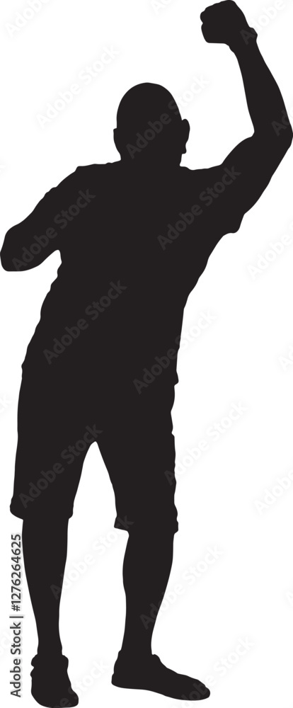 vector; silhouette; front view of a happy man winner vector; silhouette; front view of a happy man winner