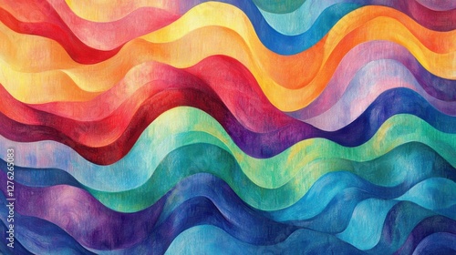 vibrant rainbow wave abstract art