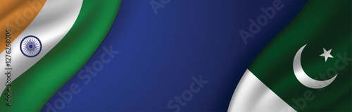 Indian flag with Pakistan flag for championship vector poster