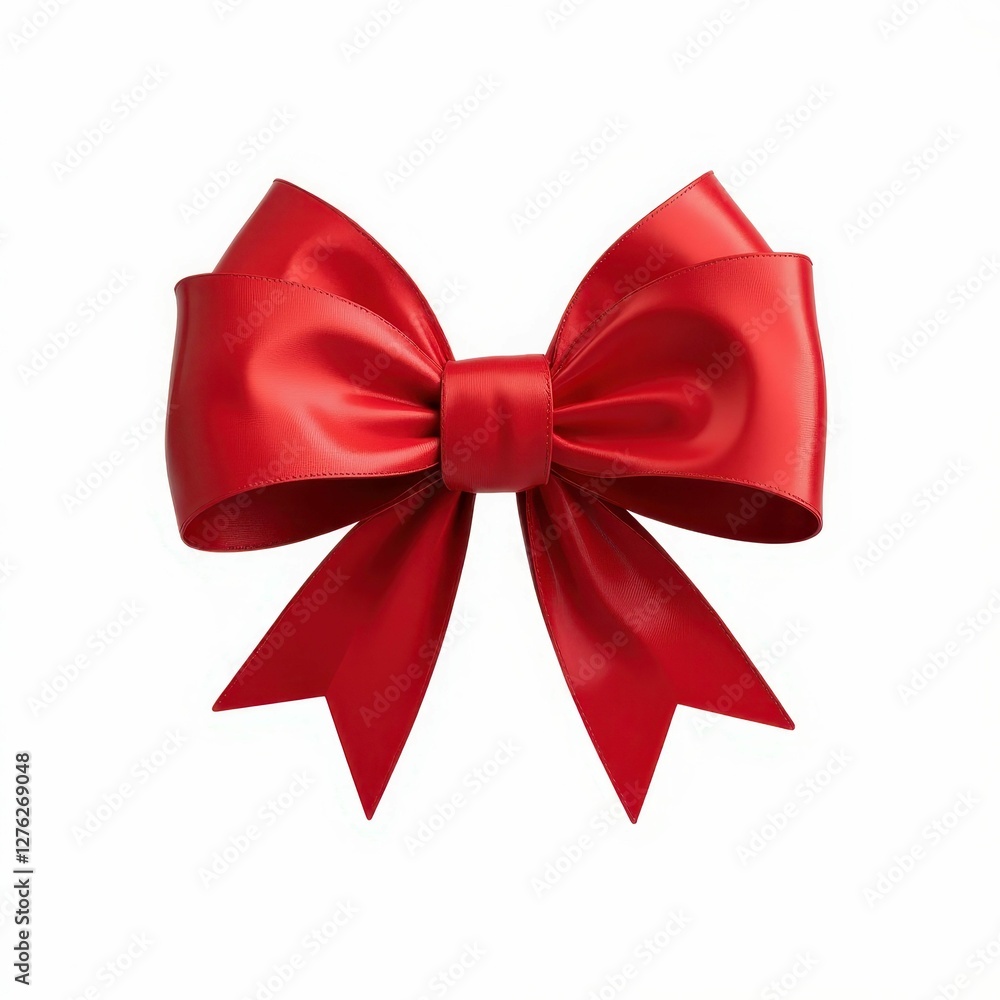Festive Red Ribbon Bow Graphic Element for Holiday Celebrations and Decoration on White Background Festive Red Ribbon Bow Graphic Element for Holiday Celebrations and Decoration on White Background