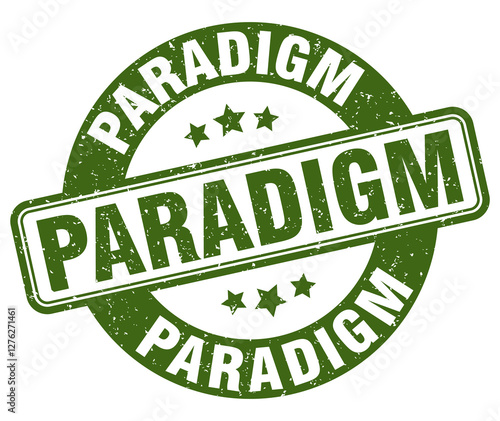 paradigm stamp. paradigm label. round grunge sign