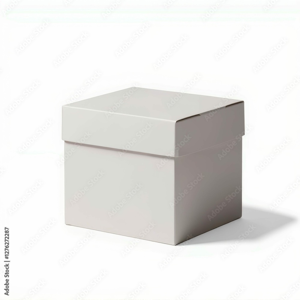 Minimalist Square Box with Lid on Plain Background Simple Packaging Container with Subtle Shadow Minimalist Square Box with Lid on Plain Background Simple Packaging Container with Subtle Shadow