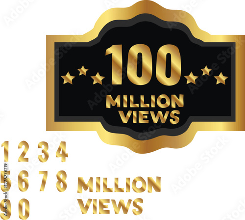 100 Million Views Badge vector illustration