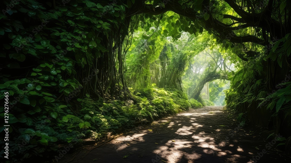 Naklejka premium leaves green tunnel