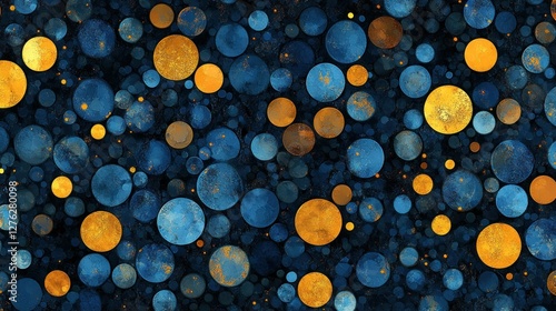 Abstract circles, cosmic, dark background, scattered, digital art