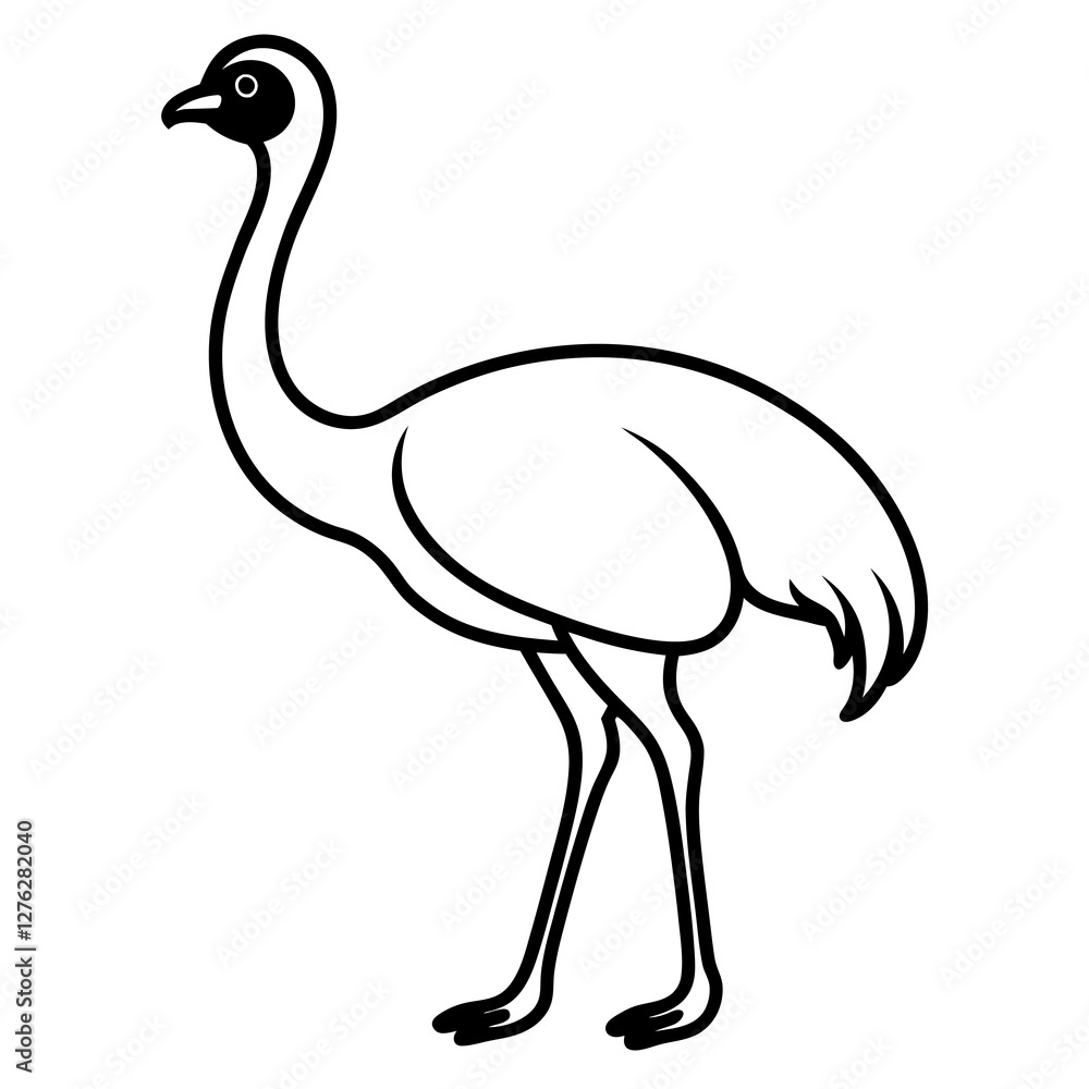Obraz premium Stylized Ostrich Bird Vector Icon for Digital & Print Projects.