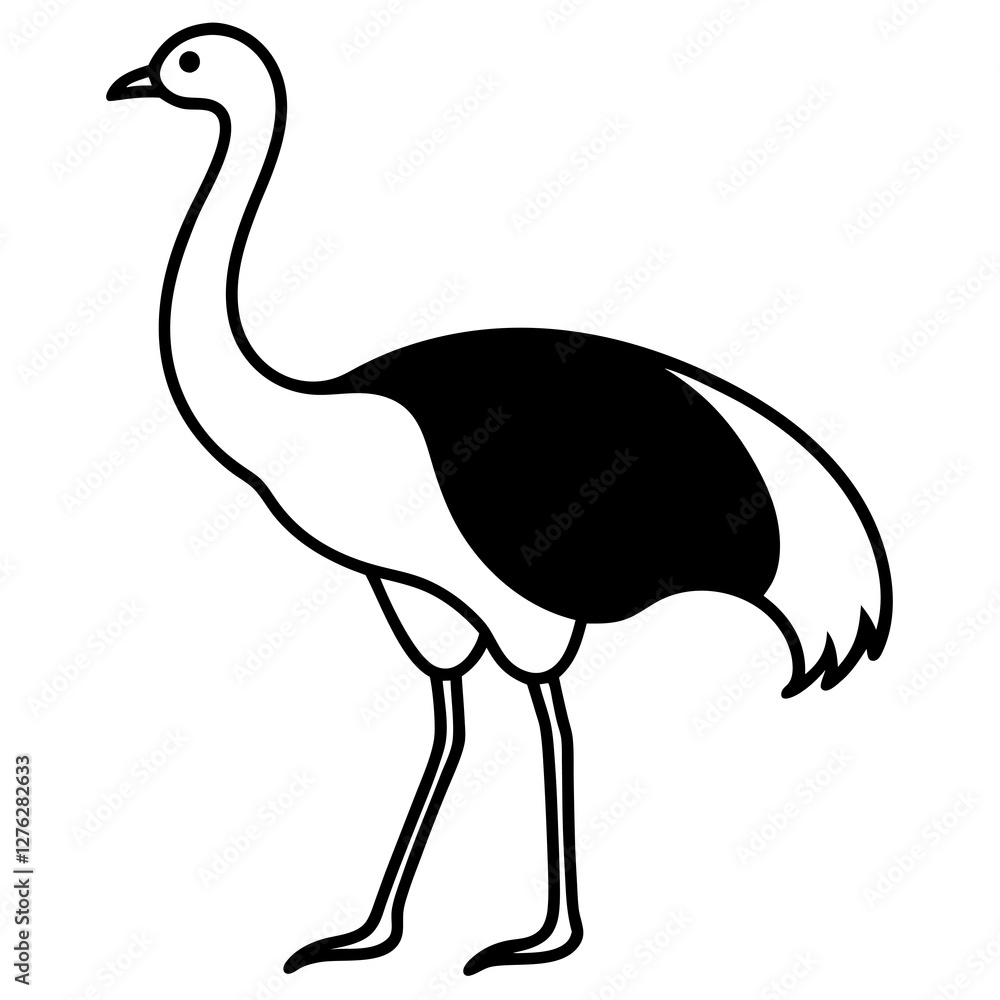 Fototapeta premium Ostrich Silhouette Vector Ideal for Branding & Nature Art.