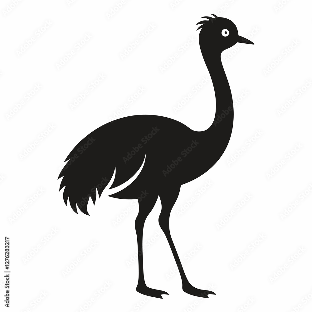 Minimalist Ostrich Silhouette Vector Icon for Clean Designs. Minimalist Ostrich Silhouette Vector Icon for Clean Designs.