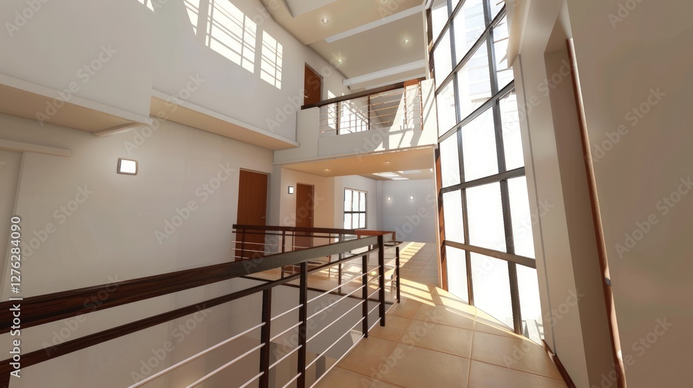 Modern Architectural Design: Sunlit Interior Hallway Modern Architectural Design: Sunlit Interior Hallway