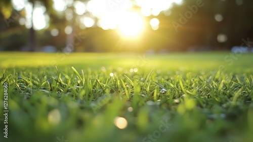 Wallpaper Mural Sunset park grass close-up; background bokeh Torontodigital.ca