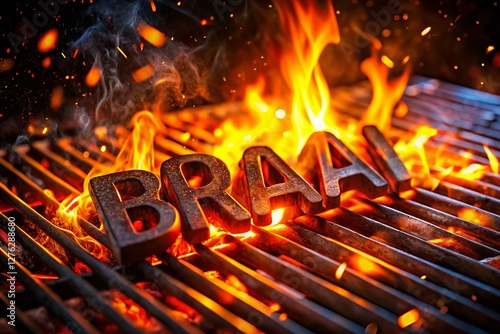 Wallpaper Mural Nighttime Braai: Glowing Embers Through Cutout Grill - 3D Render Stock Photo Torontodigital.ca